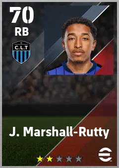 J. Marshall-Rutty eFootball 2026 player card — 70 OVR RB