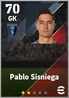 Pablo Sisniega eFootball 2026 player card — 70 OVR GK
