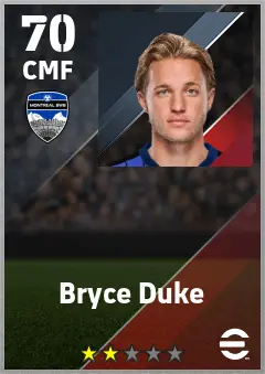 Bryce Duke eFootball 2026 player card — 70 OVR CMF