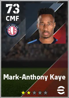 Mark-Anthony Kaye eFootball 2026 player card — 73 OVR CMF