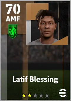 Latif Blessing eFootball 2026 player card — 70 OVR AMF