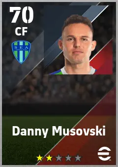 Danny Musovski eFootball 2026 player card — 70 OVR CF