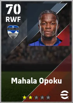 Mahala Opoku eFootball 2026 player card — 70 OVR RWF
