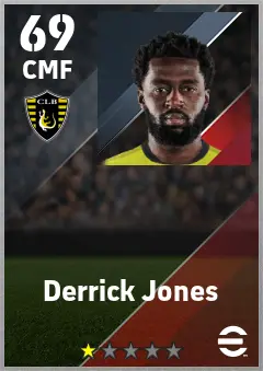 Derrick Jones eFootball 2026 player card — 69 OVR CMF