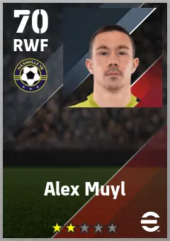 Alex Muyl eFootball 2026 player card — 70 OVR RWF