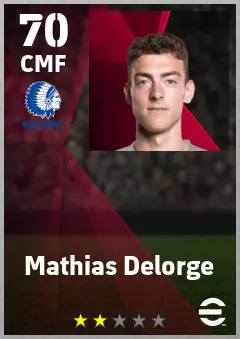 Mathias Delorge eFootball 2026 player card — 70 OVR CMF
