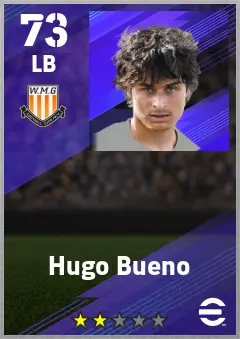 Hugo Bueno eFootball 2026 player card — 73 OVR LB