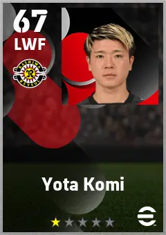 Yota Komi eFootball 2026 player card — 67 OVR LWF