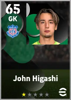 John Higashi eFootball 2026 player card — 65 OVR GK