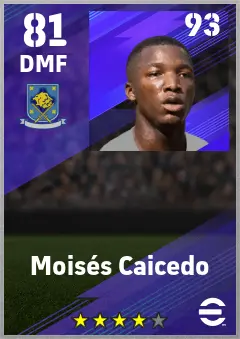 Moises Caicedo eFootball 2026 player card — 81 OVR DMF