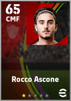 Rocco Ascone eFootball 2026 player card — 65 OVR CMF