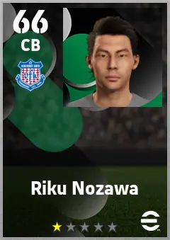 Riku Nozawa eFootball 2026 player card — 66 OVR CB