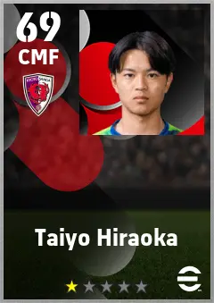 Taiyo Hiraoka eFootball 2026 player card — 69 OVR CMF