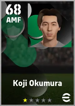 Koji Okumura eFootball 2026 player card — 68 OVR AMF