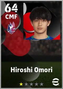 Hiroshi Omori eFootball 2026 player card — 64 OVR CMF