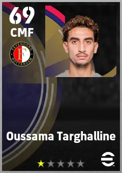 Oussama Targhalline eFootball 2026 player card — 69 OVR CMF