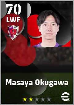 Masaya Okugawa eFootball 2026 player card — 70 OVR LWF