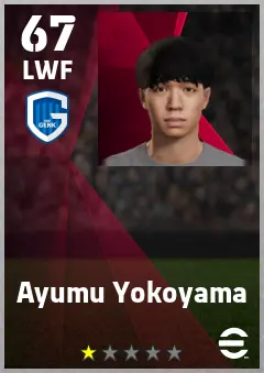 Ayumu Yokoyama eFootball 2026 player card — 67 OVR LWF