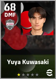Yuya Kuwasaki eFootball 2026 player card — 68 OVR DMF