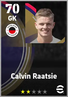 Calvin Raatsie eFootball 2026 player card — 70 OVR GK