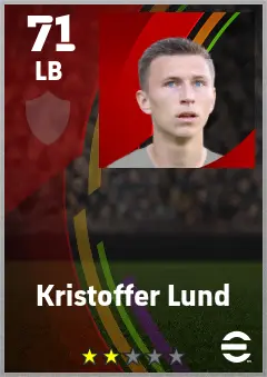 Kristoffer Lund eFootball 2026 player card — 71 OVR LB