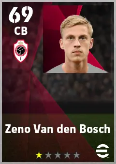 Zeno Van den Bosch eFootball 2026 player card — 69 OVR CB