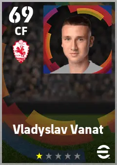 Vladyslav Vanat eFootball 2026 player card — 69 OVR CF