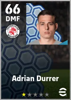 Adrian Durrer eFootball 2026 player card — 66 OVR DMF