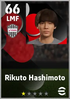 Rikuto Hashimoto eFootball 2026 player card — 66 OVR LMF