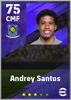 Andrey Santos eFootball 2026 player card — 75 OVR CMF