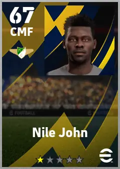 Nile John eFootball 2026 player card — 67 OVR CMF