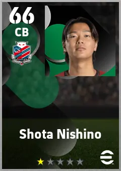 Shota Nishino eFootball 2026 player card — 66 OVR CB