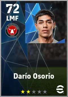 Dario Osorio eFootball 2026 player card — 72 OVR LMF