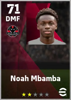 Noah Mbamba eFootball 2026 player card — 71 OVR DMF
