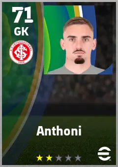 Anthoni eFootball 2026 player card — 71 OVR GK