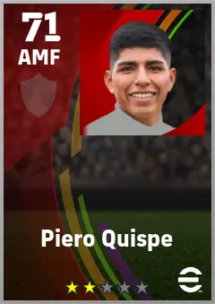 Piero Quispe eFootball 2026 player card — 71 OVR AMF