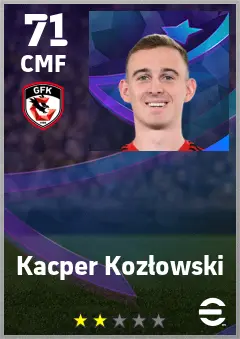 Kacper Kozlowski eFootball 2026 player card — 71 OVR CMF