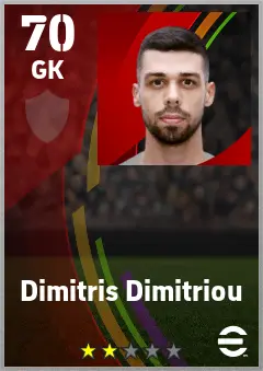 Dimitris Dimitriou eFootball 2026 player card — 70 OVR GK