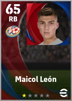 Maicol Leon eFootball 2026 player card — 65 OVR RB