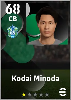 Kodai Minoda eFootball 2026 player card — 68 OVR CB