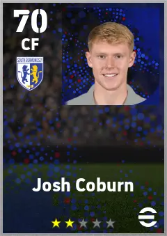 Josh Coburn eFootball 2026 player card — 70 OVR CF