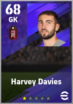 Harvey Davies eFootball 2026 player card — 68 OVR GK