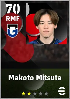 Makoto Mitsuta eFootball 2026 player card — 70 OVR RMF