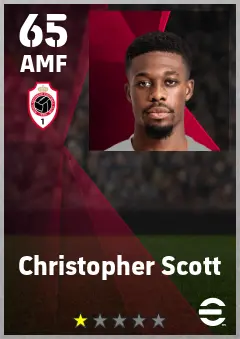 Christopher Scott eFootball 2026 player card — 65 OVR AMF