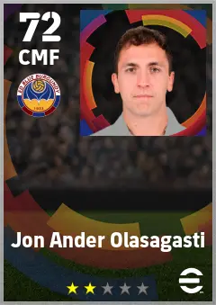 Jon Ander Olasagasti eFootball 2026 player card — 72 OVR CMF