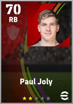 Paul Joly eFootball 2026 player card — 70 OVR RB