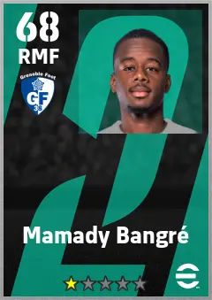 Mamady Bangre eFootball 2026 player card — 68 OVR RMF