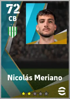 Nicolas Meriano eFootball 2026 player card — 72 OVR CB
