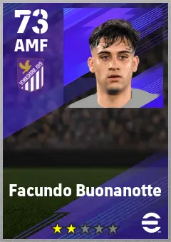 Facundo Buonanotte eFootball 2026 player card — 73 OVR AMF