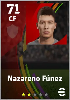 Nazareno Funez eFootball 2026 player card — 71 OVR CF